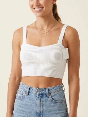 Bobbles & Lace White Soft Crop Top Medium 104 Feminine Preppy